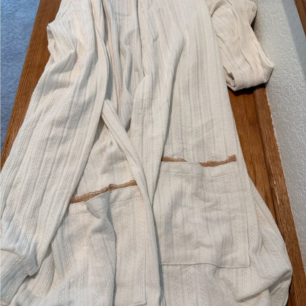 NWT Blu Pepper Cream Cardigan Sweater, top, and dusty rose lounge 3 piece set - Picture 4 of 8